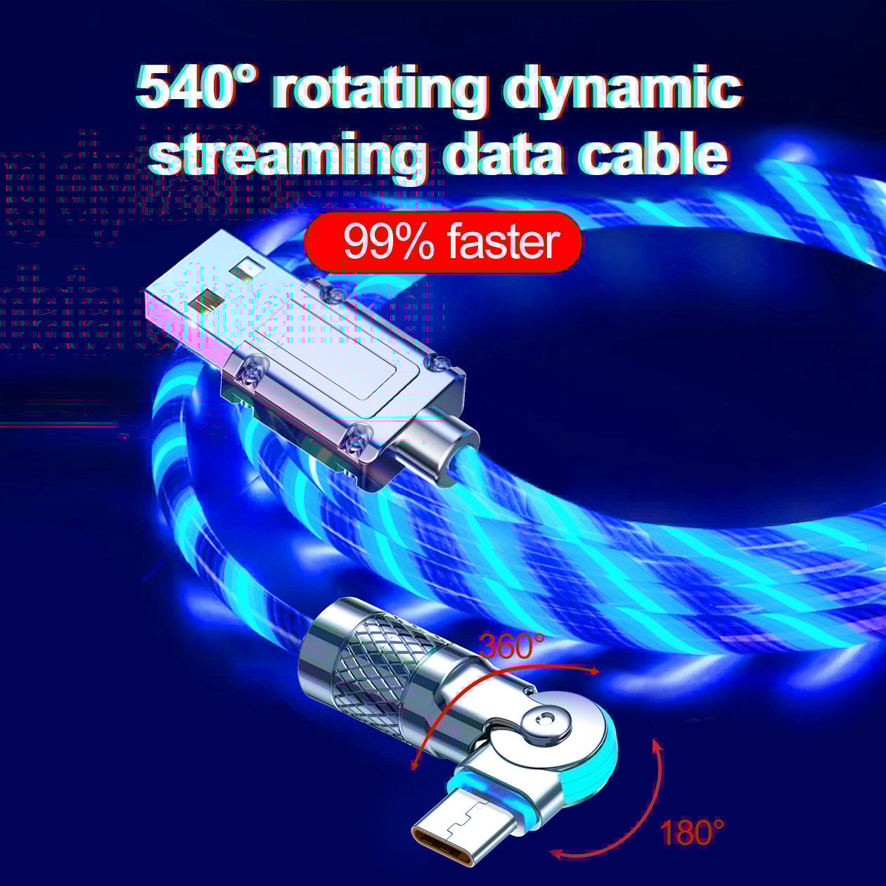 ⚡540° Rotating Streamer Data Cable