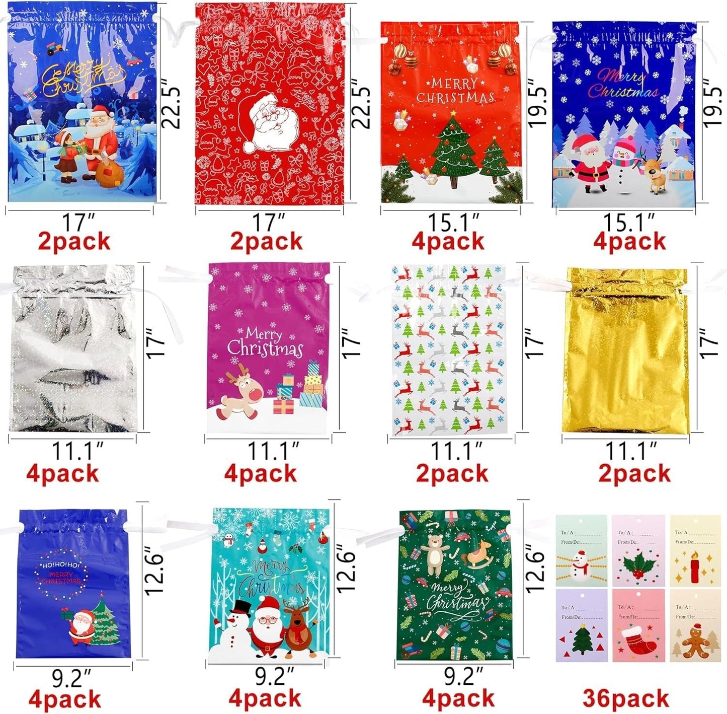 🎅🏻Early Christmas Sale🎁Christmas Cheer Drawstring Gift Bags🌲
