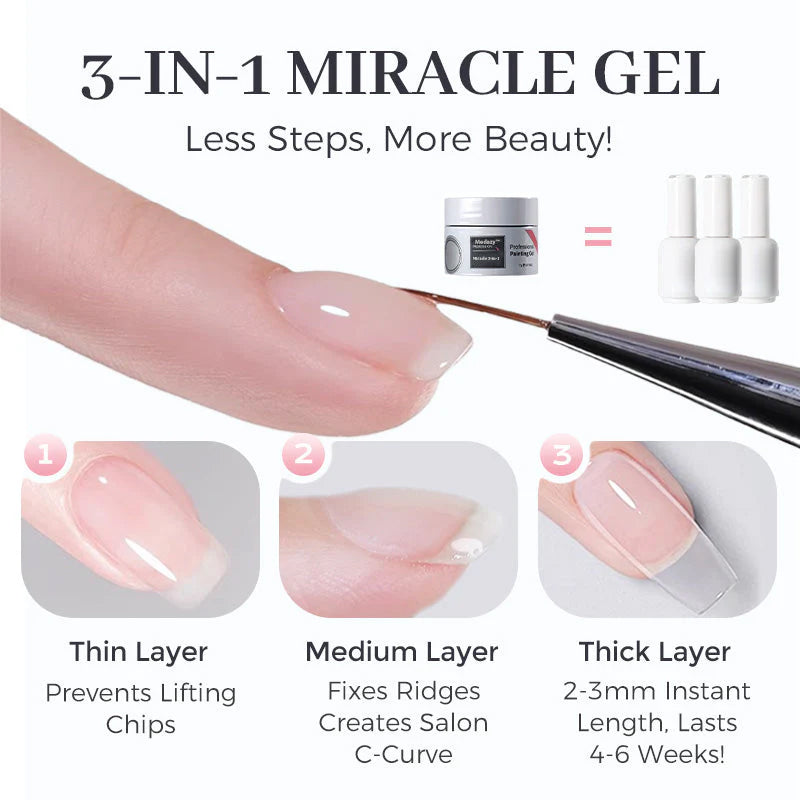 🎉Buy 3 and get 5 free💅Miracle 3-in-1 Nail Base & Builder Gel - Your Ultimate Nail Transformation!