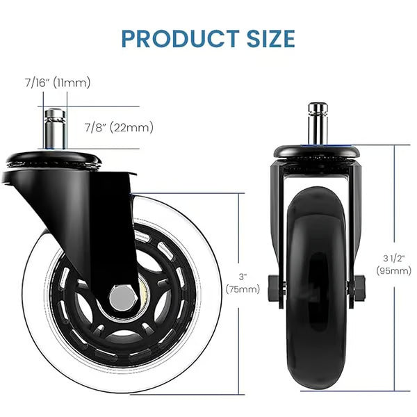 3 Inches Silent and Smooth Rolling Casters